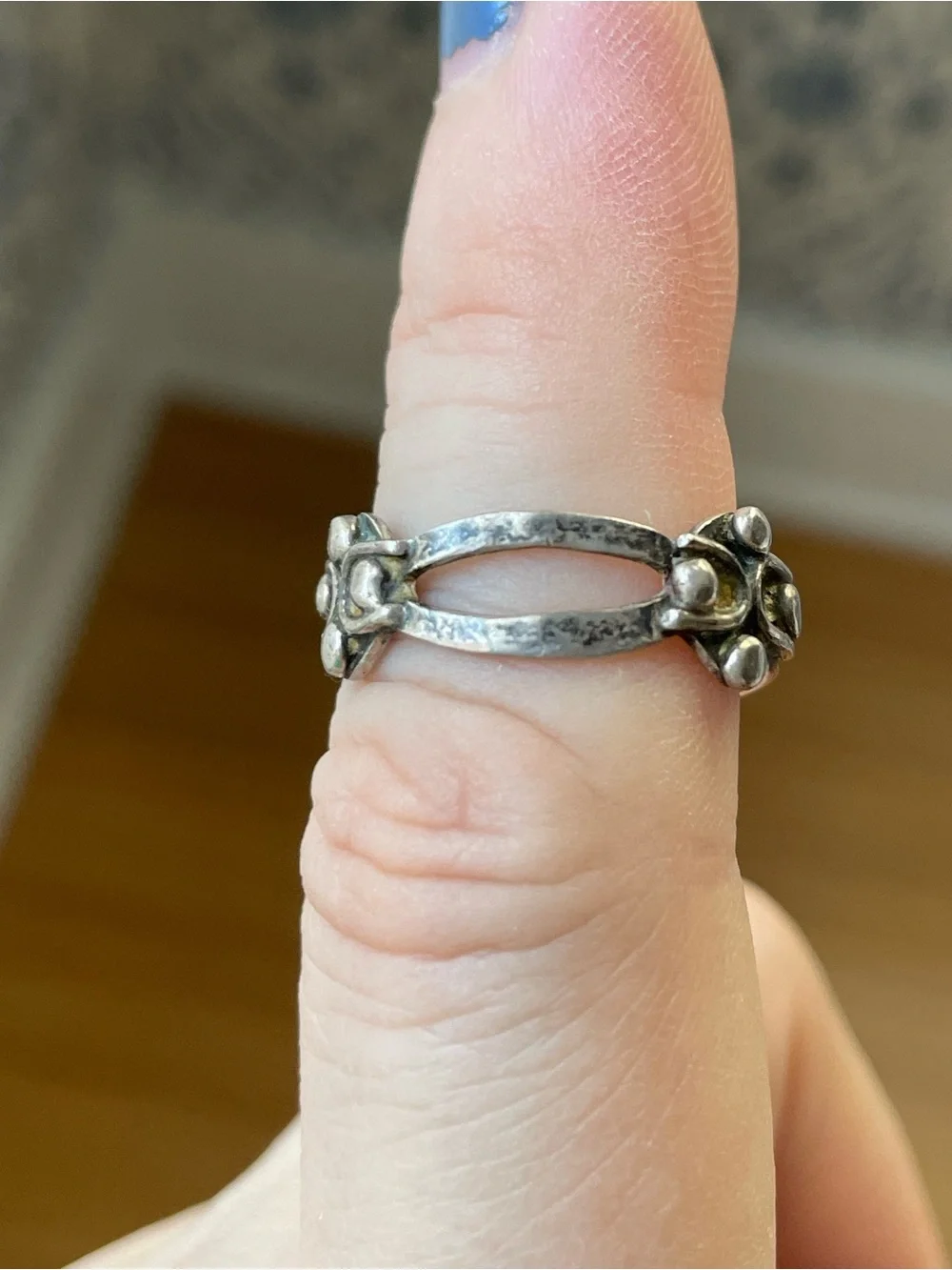 Signed vintage Taxco stamped sterling silver modernist ring sz 8-8.25